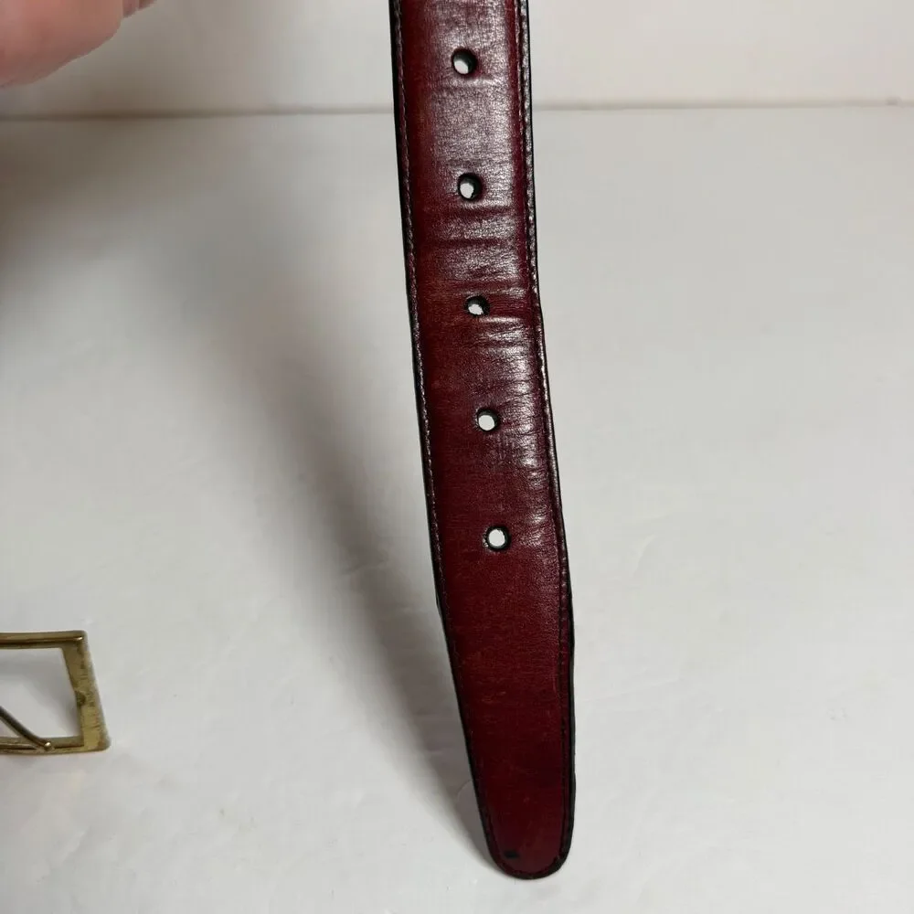Brighton Oxblood Burgundy Leather Belt Size 36 Solid Brass Buckle USA 1